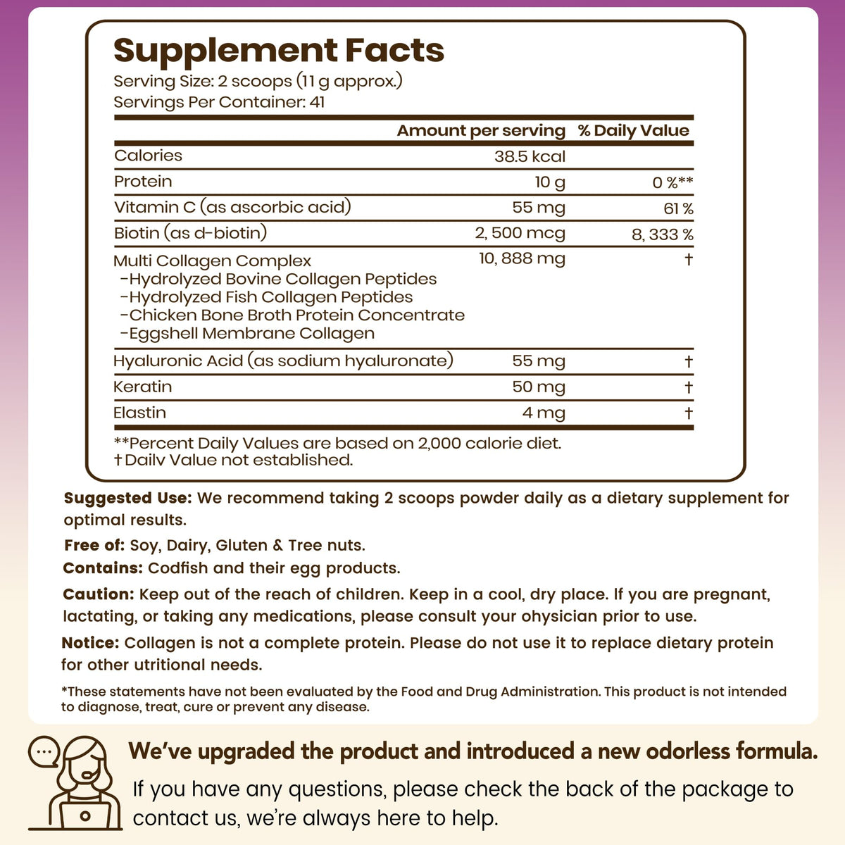 Multi Collagen Peptides Powder Types I II III V X 41 Servings N777335