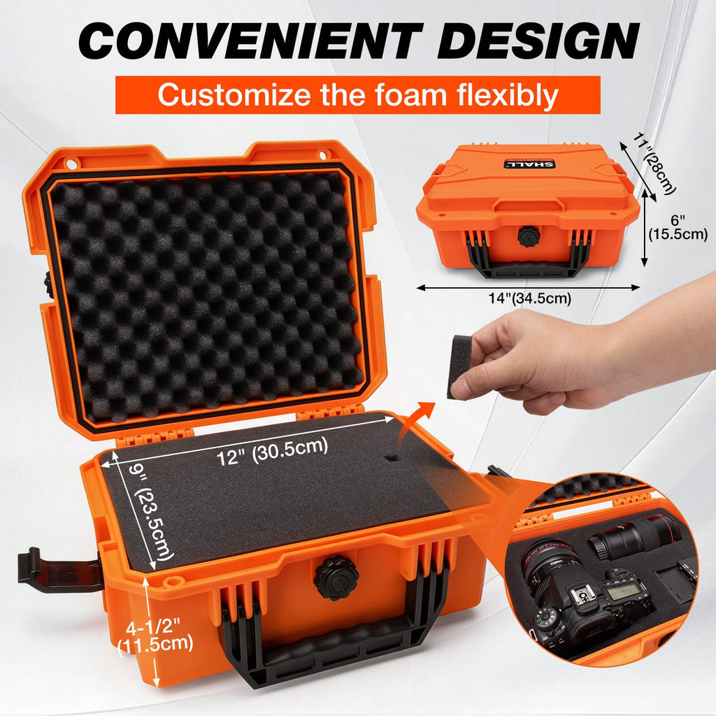 IP67 Waterproof Protective Camera Case with Customizable Foam, Orange I92044