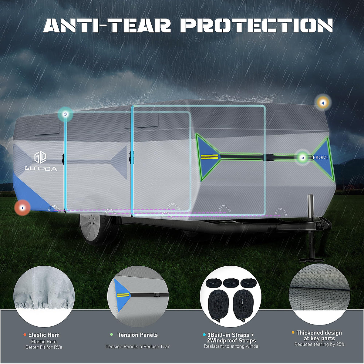 14' - 16' Waterproof Anti-Tear Pop Up Camper Cover N987