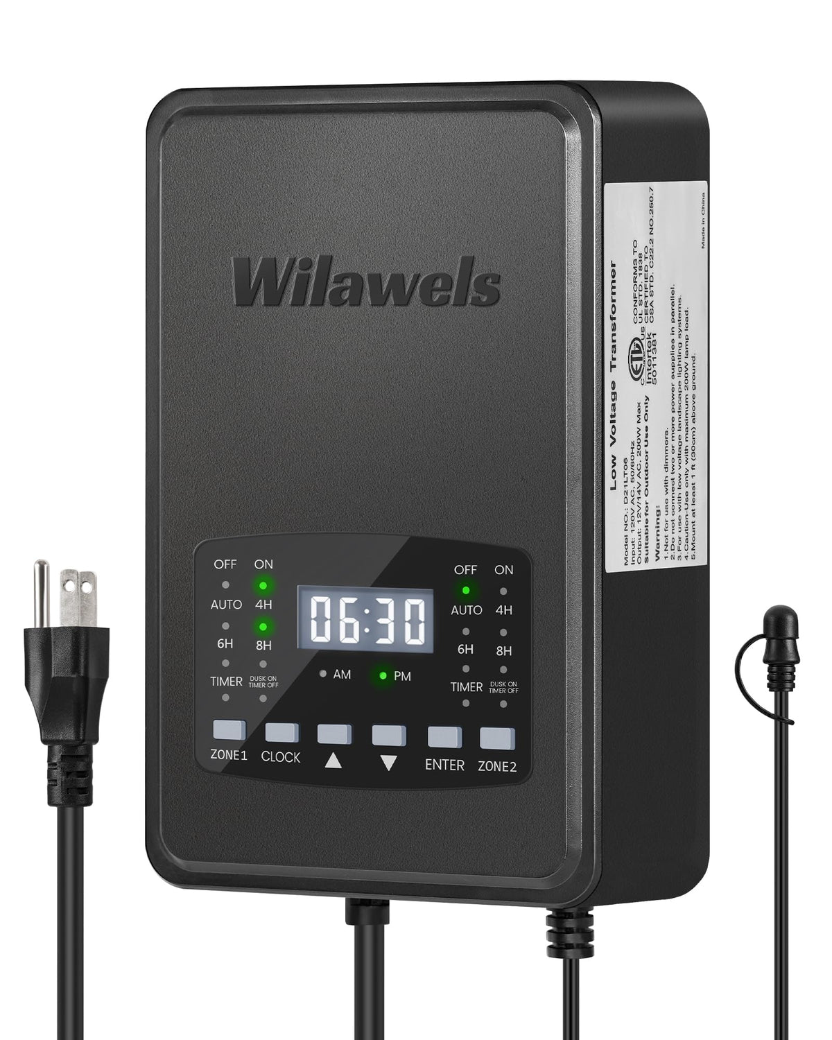 200W Low Voltage Landscape Transformer with Timer & Photocell Sensor F3261