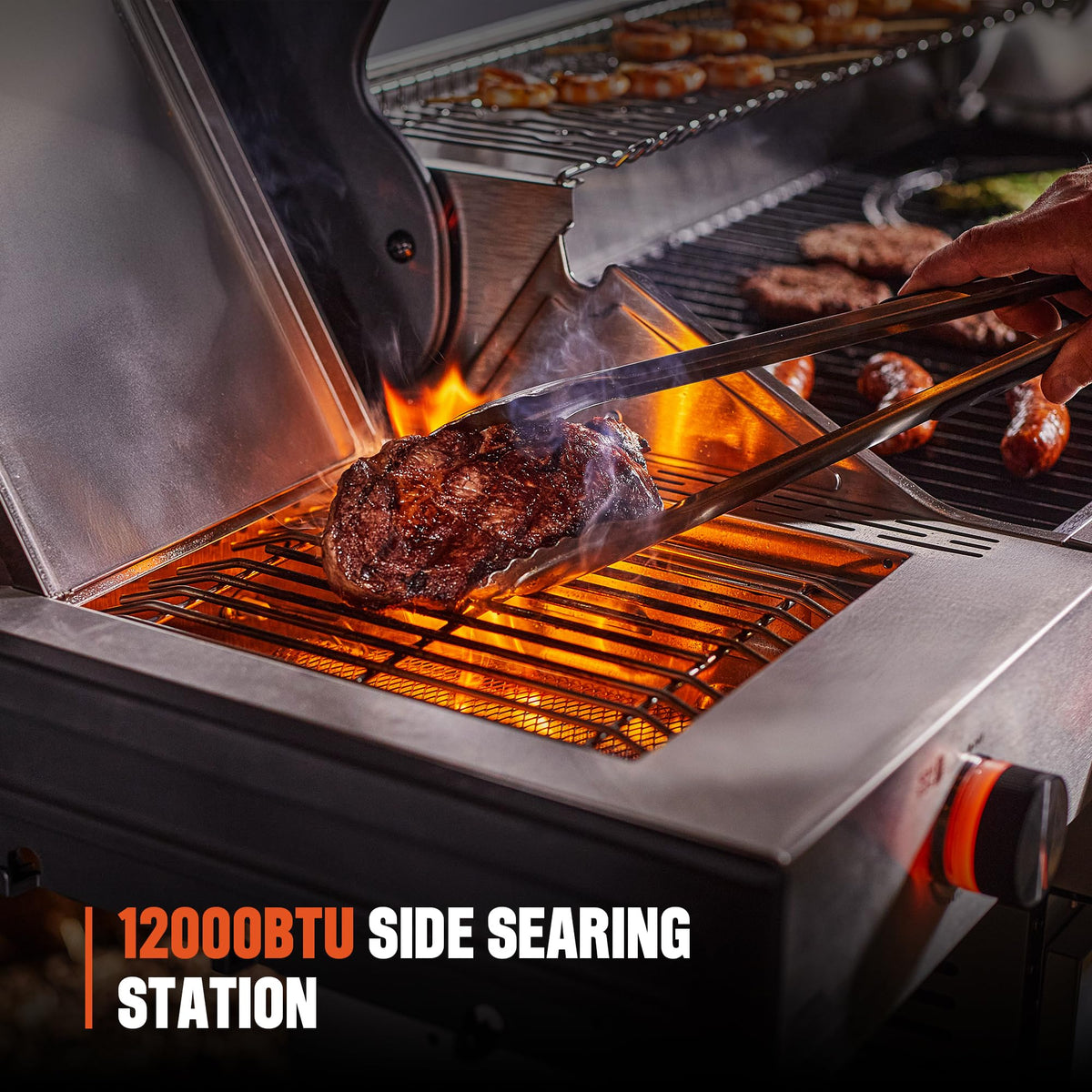 6+1 Burner Propane Gas Grill with Cover and Rotisserie Kit O981464