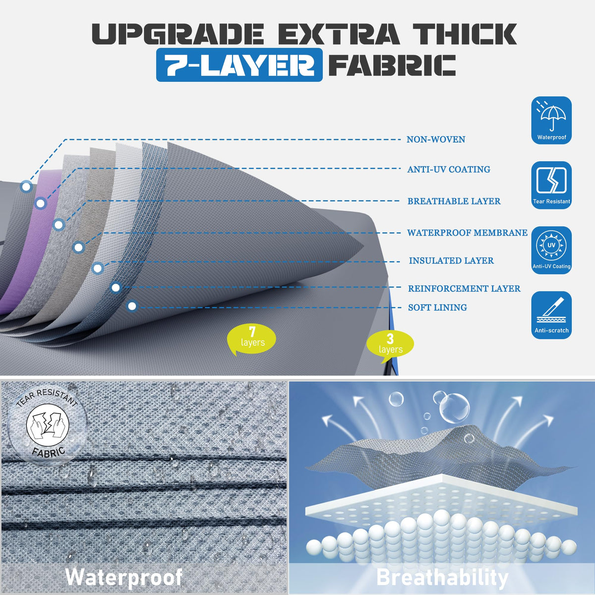 14' - 16' Waterproof Anti-Tear Pop Up Camper Cover N987