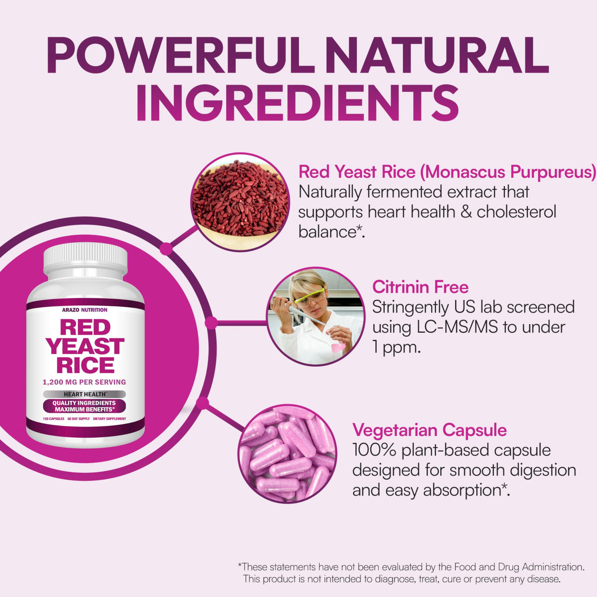 Red Yeast Rice Extract 1200 MG Vegetarian 120 Capsules V26598