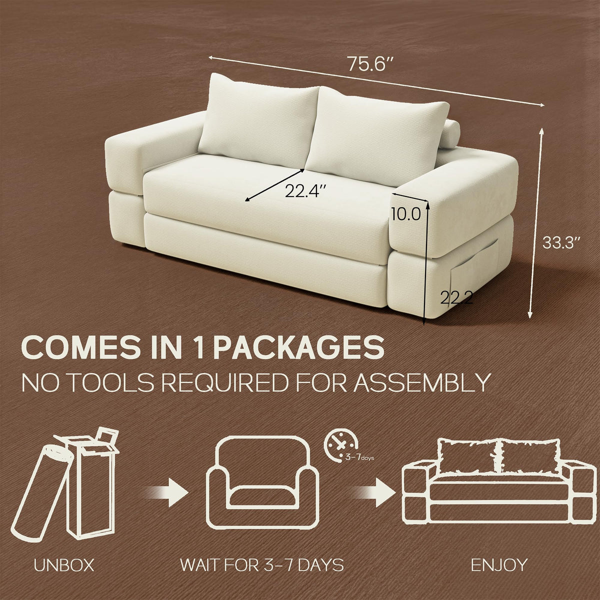 75'' Convertible Sofa Bed Queen V169732