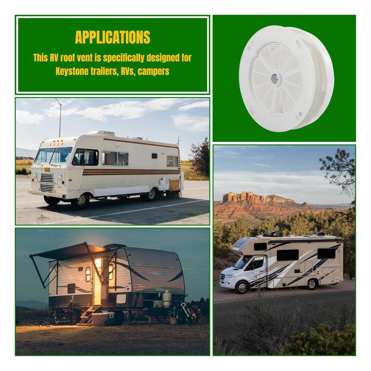 White RV Roof Mushroom Vent with Water Cover Guard Cap V782