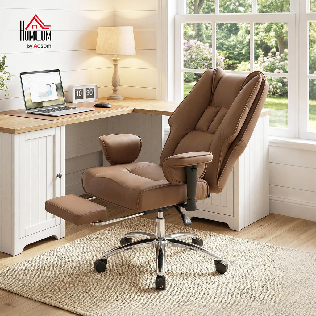 Brown Ergonomic Reclining Office Chair with Footrest P36989