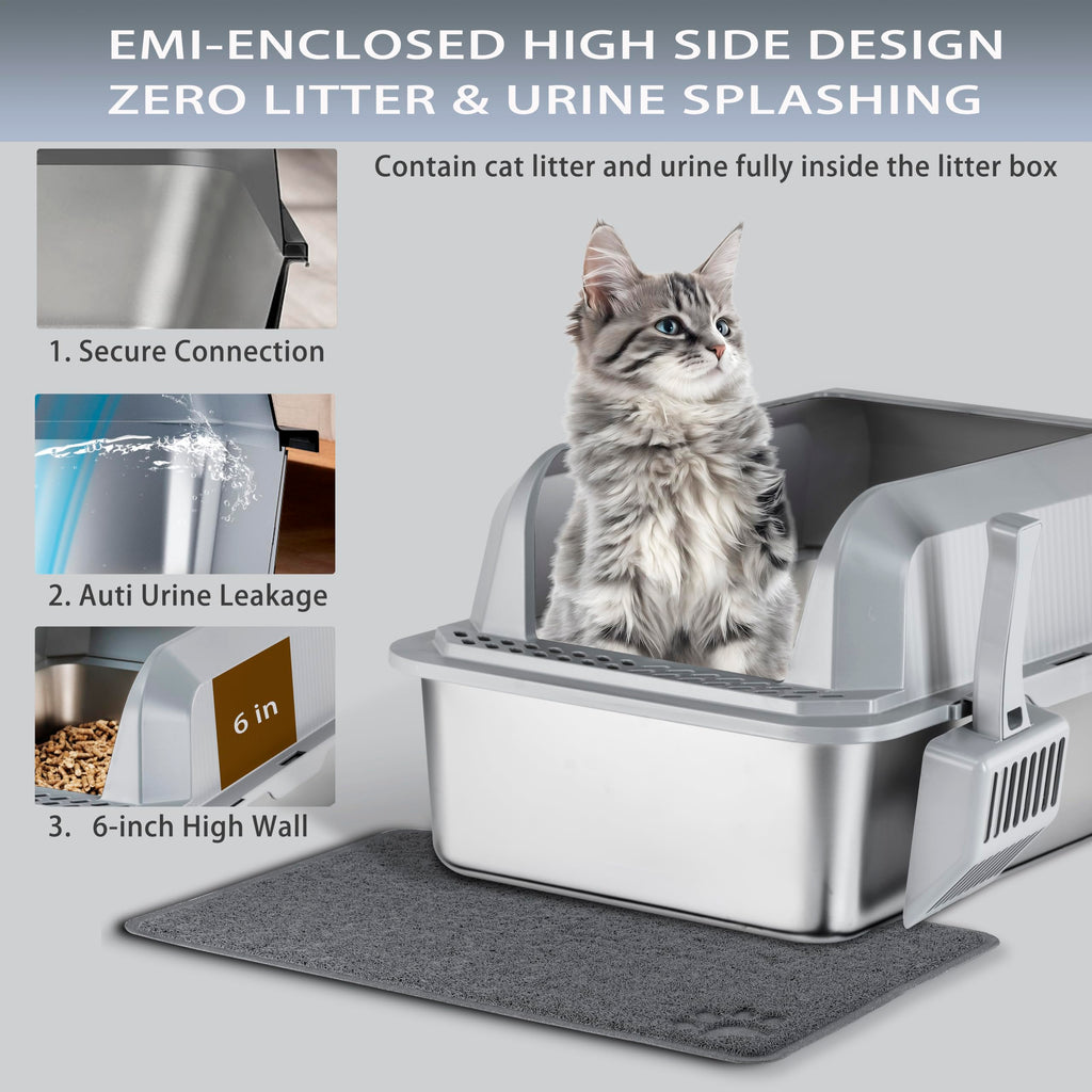 Stainless Steel Sifting Litter Box with Lid W504