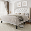 Queen Size Velvet Upholstered Platform Bed Frame with Wingback Headboard S27932