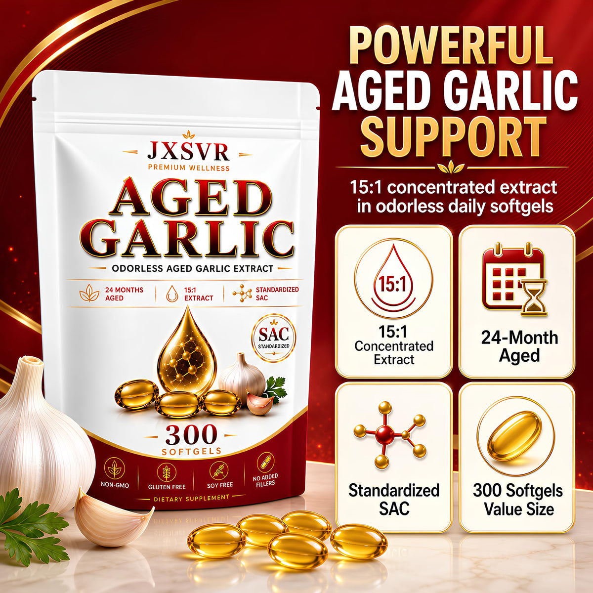 Aged Odorless Garlic Extract Softgels 300 Count R537757