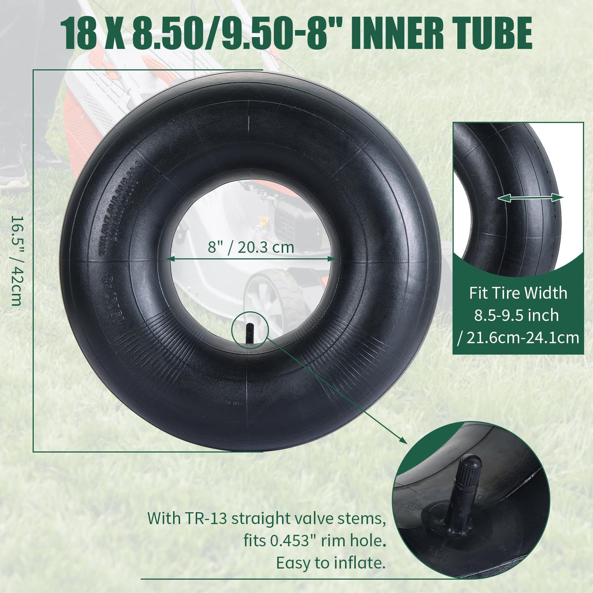 2Pcs 18X8.50/9.50-8 Inner Tubes with TR-13 Valve Stem Z851