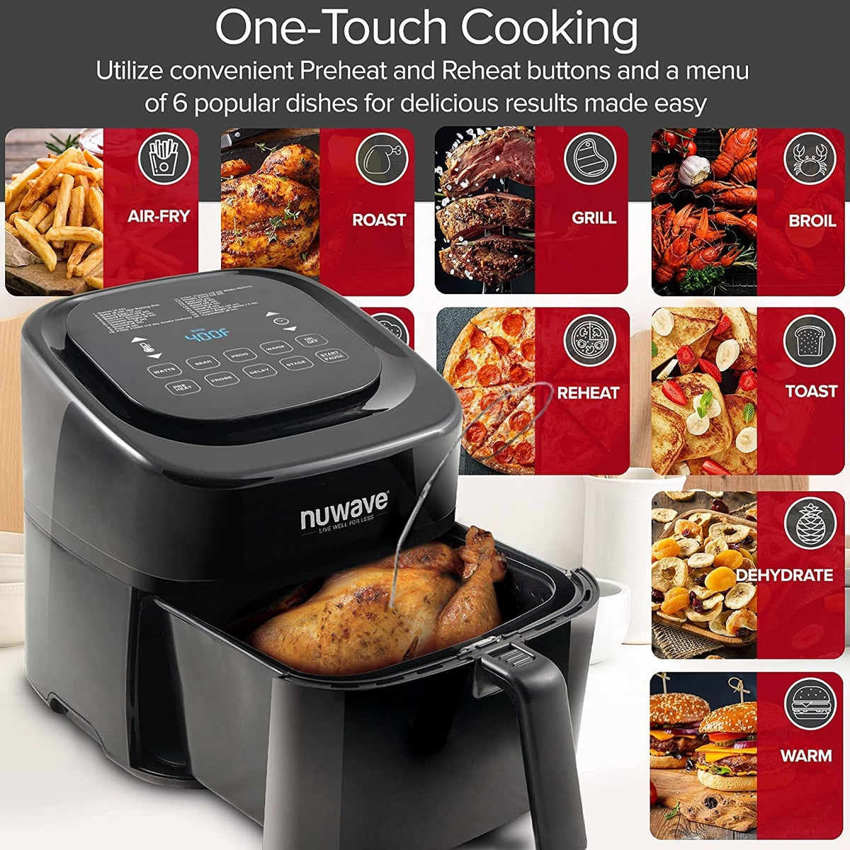 6-Quart Digital Air Fryer with Probe V38799