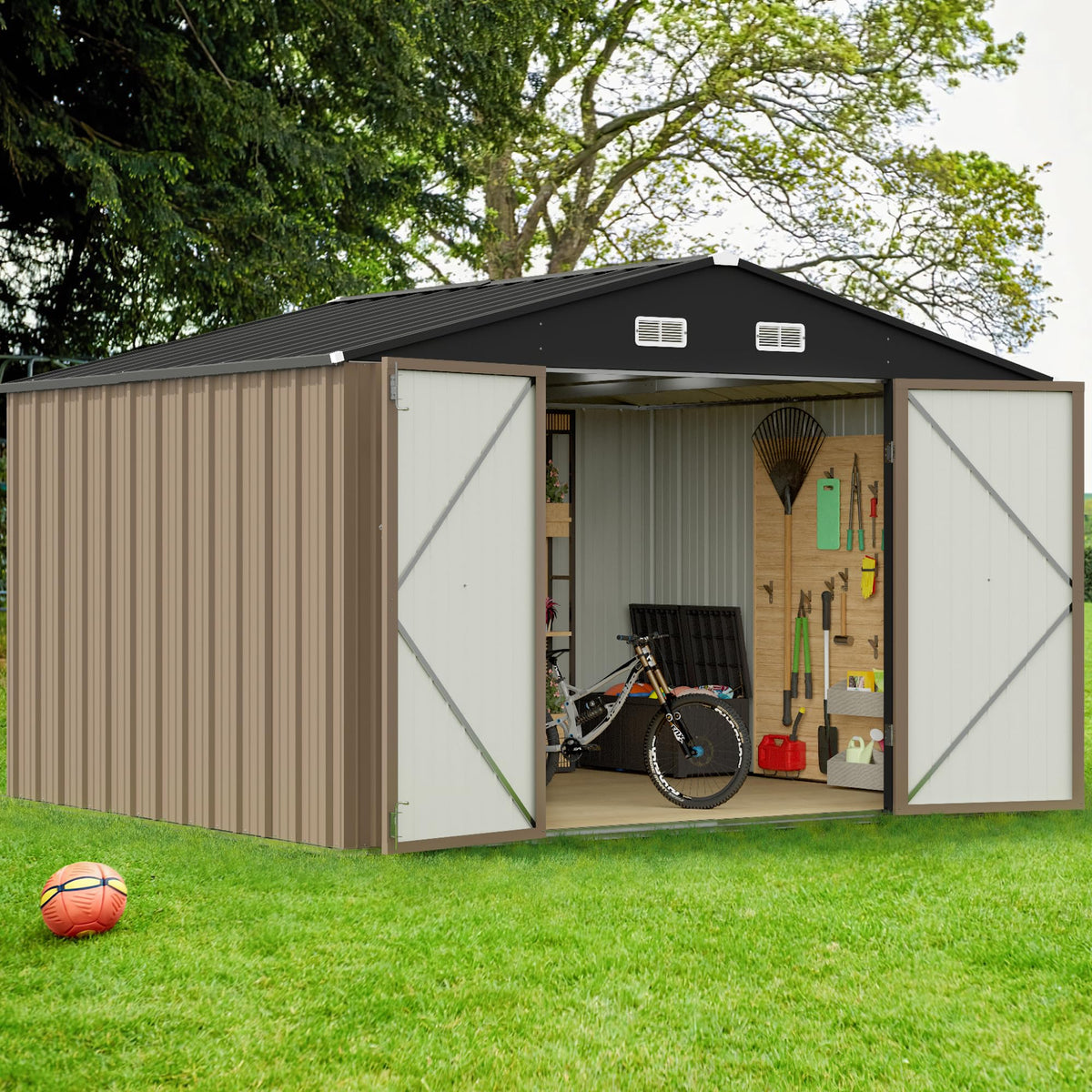 10 x 8 FT Metal Outdoor Storage Shed with Lockable Door I193