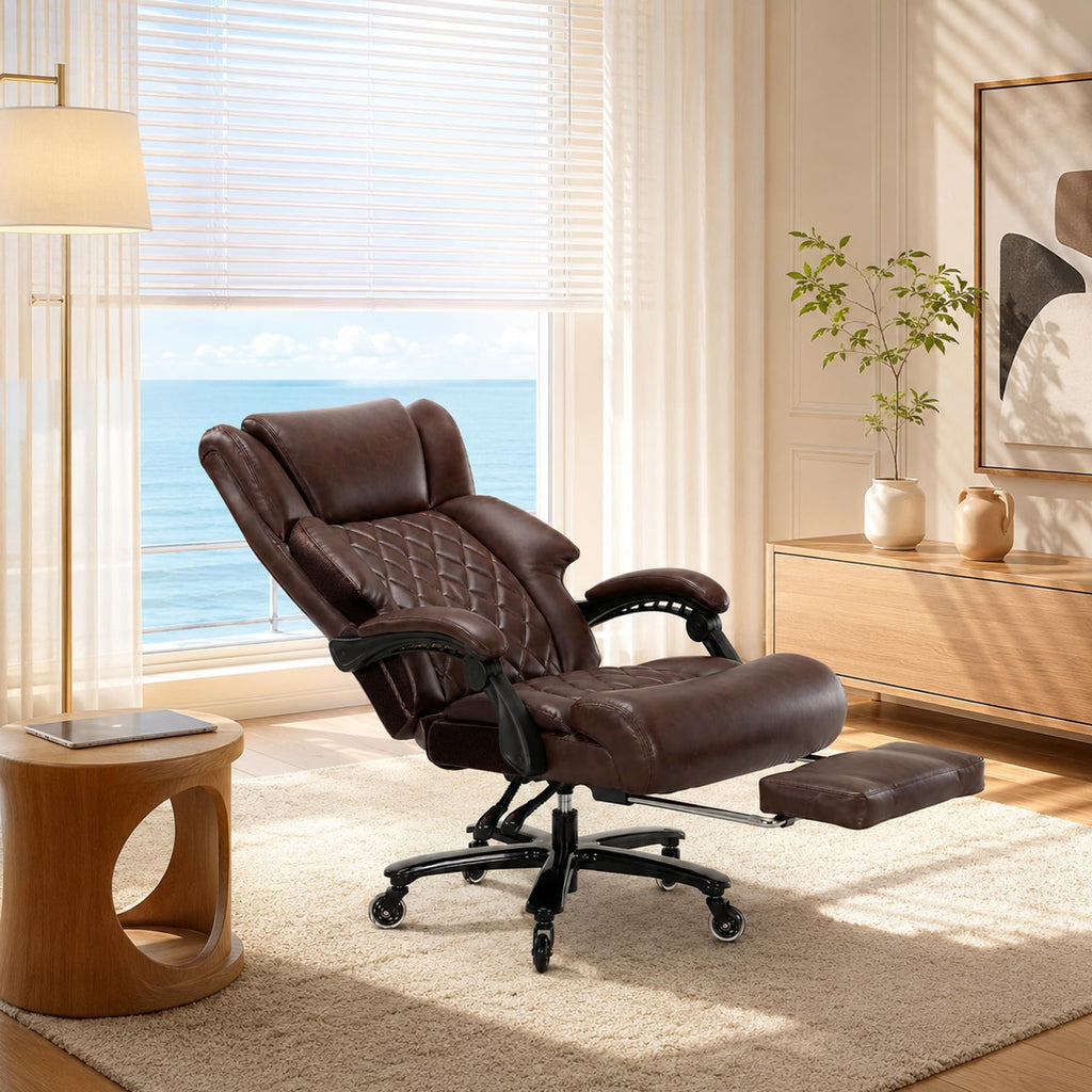 Brown Heavy Duty Reclining Executive Office Chair with Footrest H872686