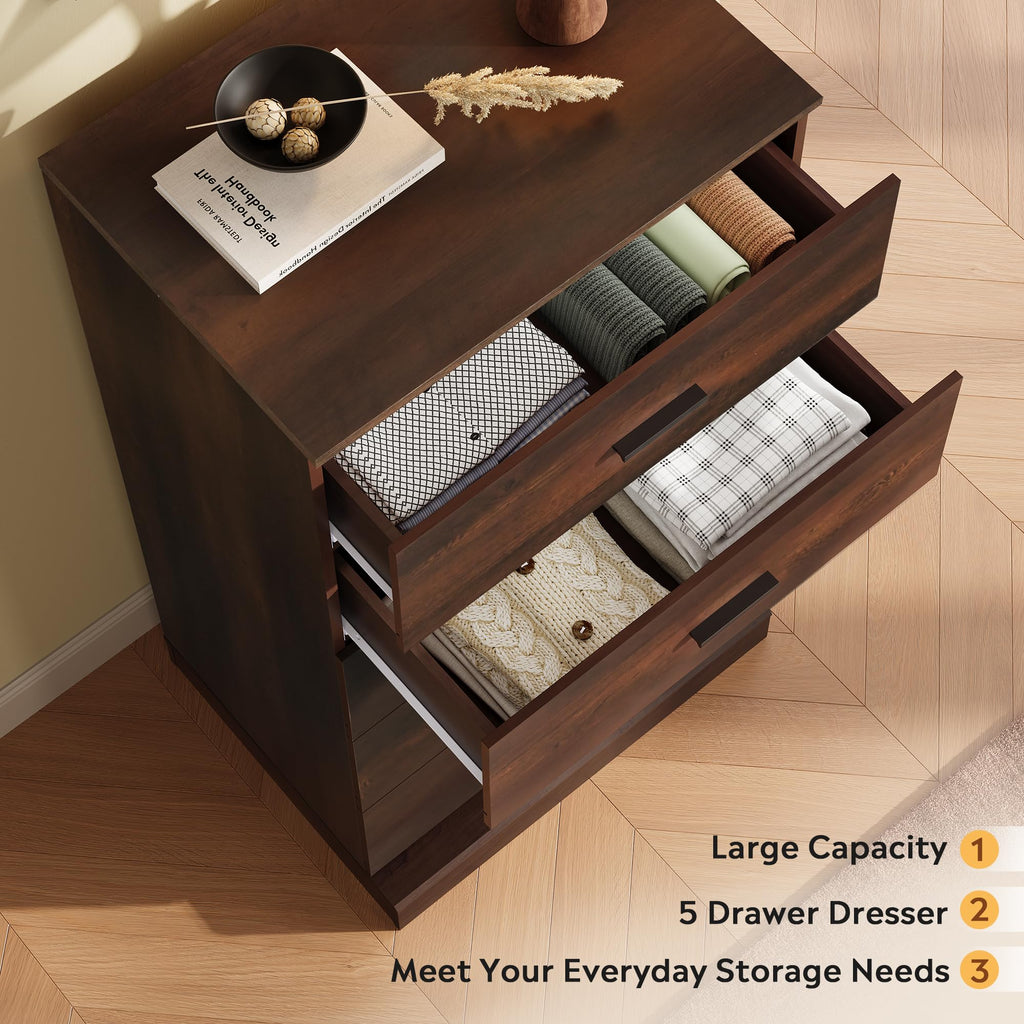Brown 5 Drawer Dresser T6362
