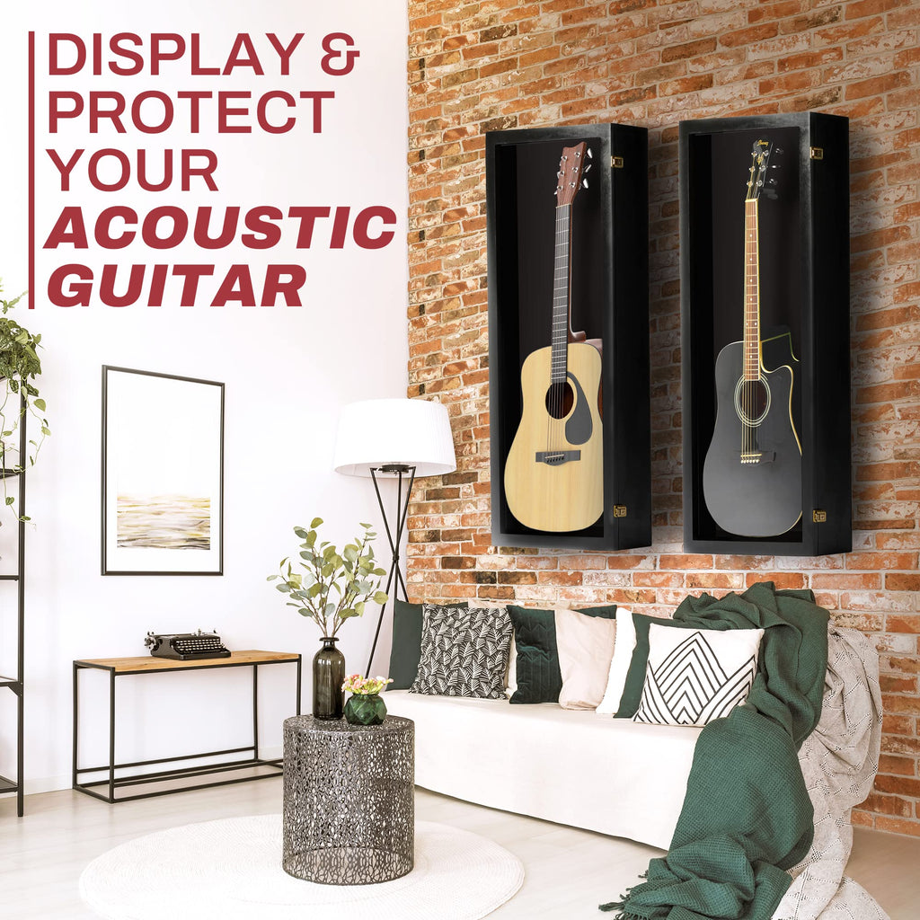 Acoustic Guitar Display Case Wall Mount Black V838