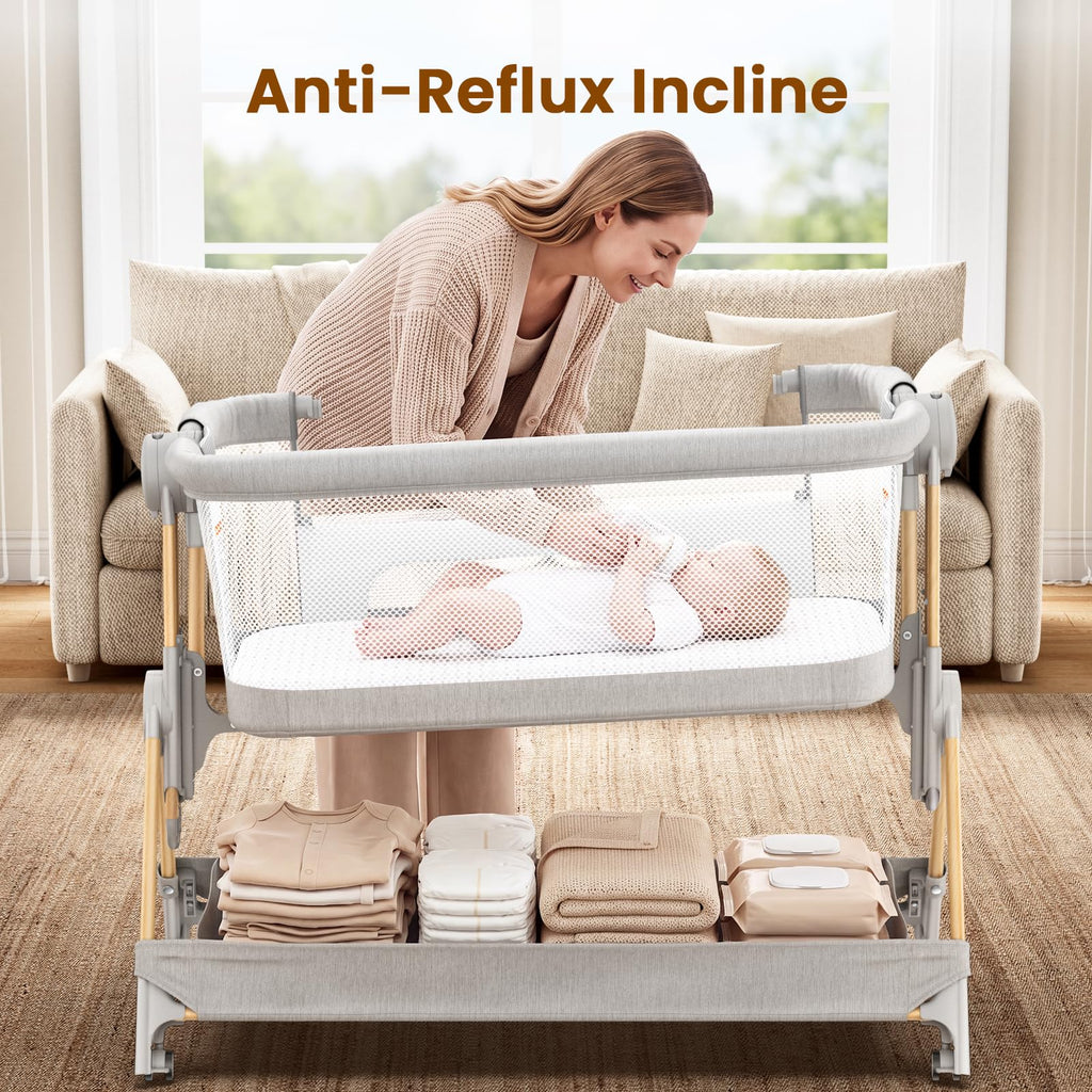 Baby Bassinet, 3-in-1 Bedside Sleeper, Foldable Crib G295251