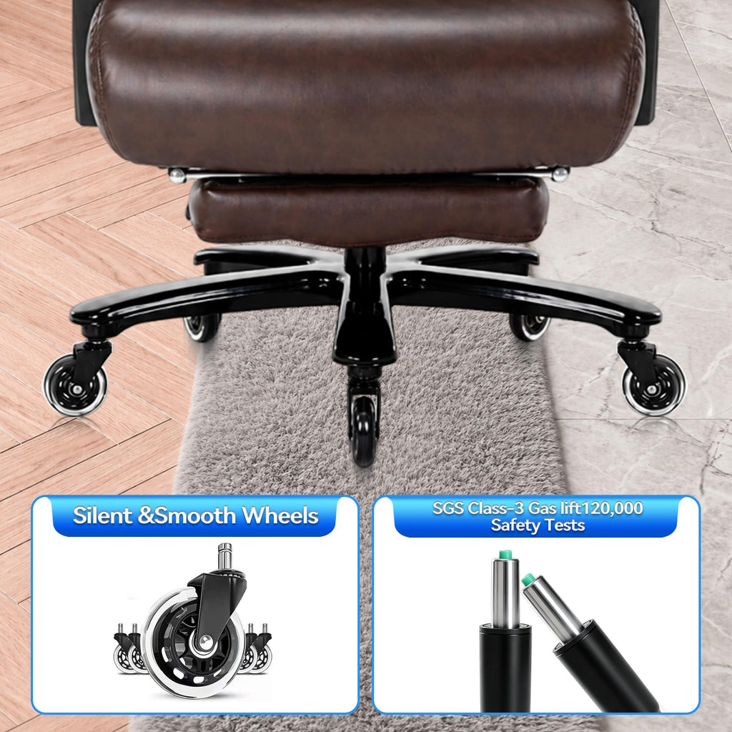 Brown Heavy Duty Reclining Executive Office Chair with Footrest H872686