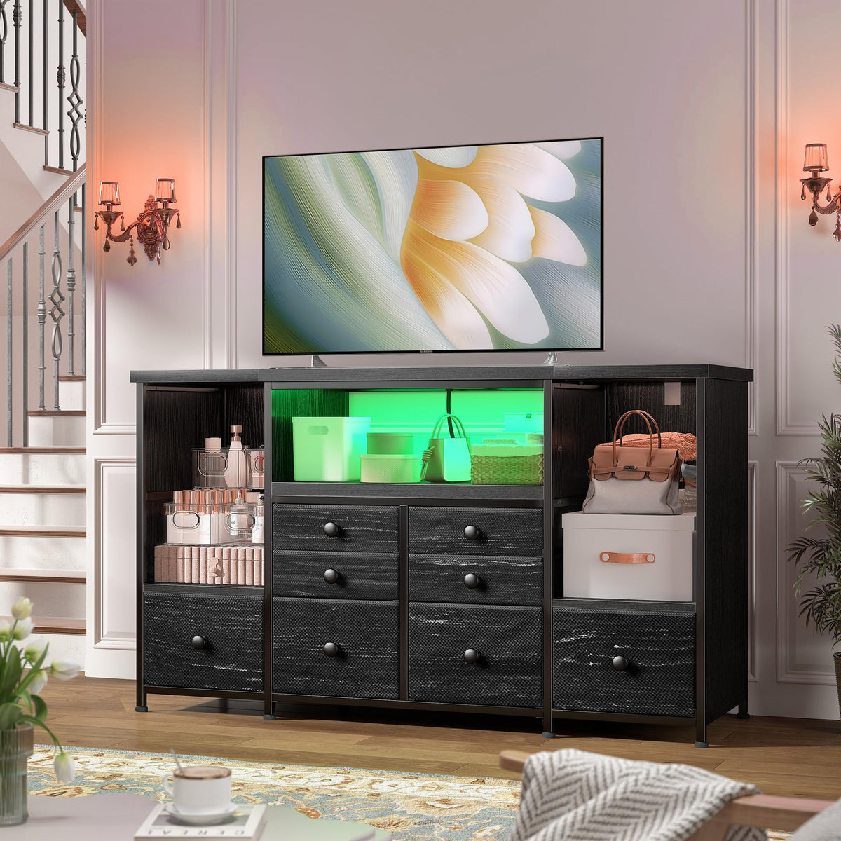 Modern LED Dresser with 8 Drawers B924260