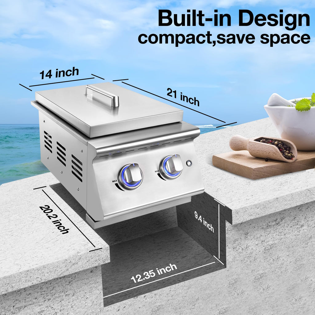 Double Grilling Side Burners 304 Stainless Steel 2 * 15,000BTU X6051