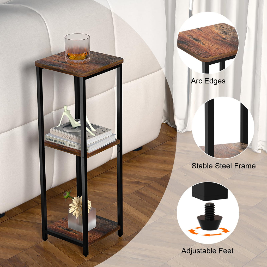 10" Wide Square 3-Tier Drink Table with Adjustable Feet W34659