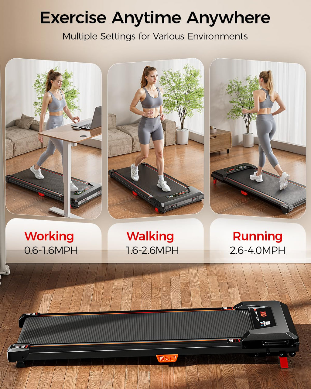 Incline Walking Pad Treadmill 330 Lbs Capacity 2.5HP V6564