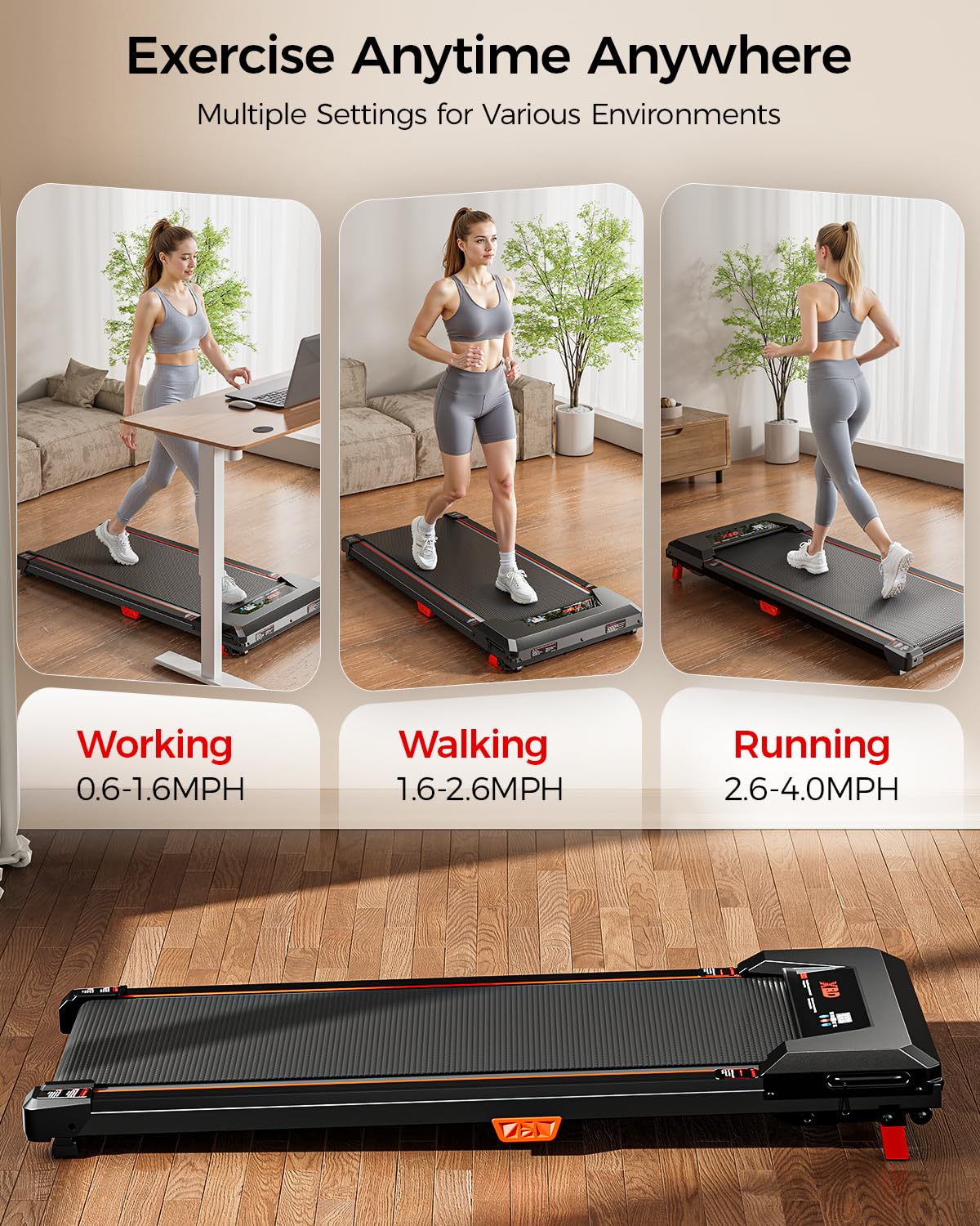 Incline Walking Pad Treadmill 330 Lbs Capacity 2.5HP V6564