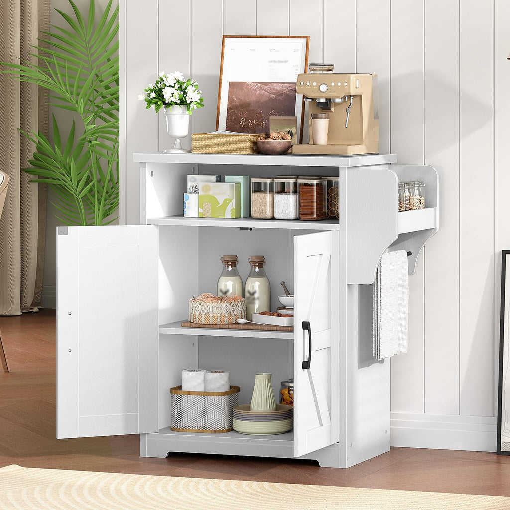 White Coffee Bar Cabinet with Storage G960