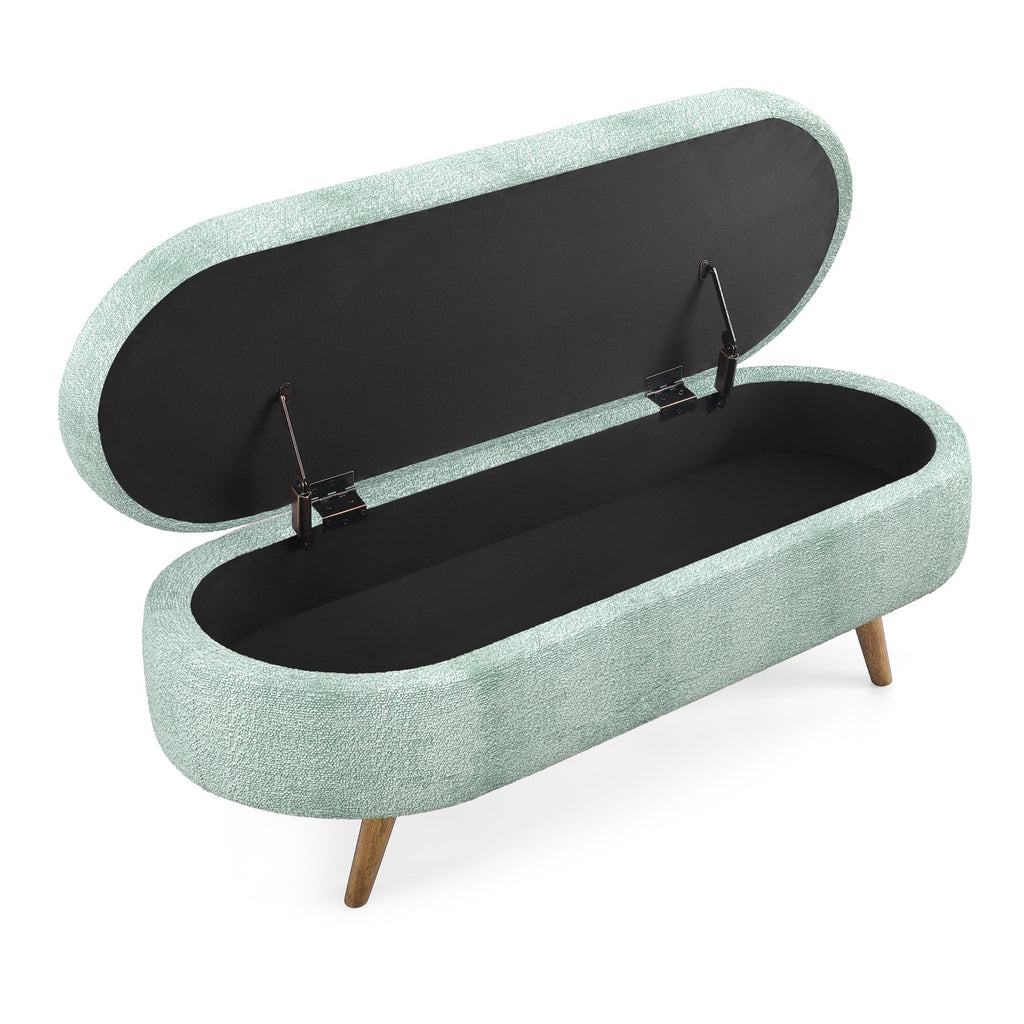 Oval Storage Bench with Rubber Wood Legs Gray V513320