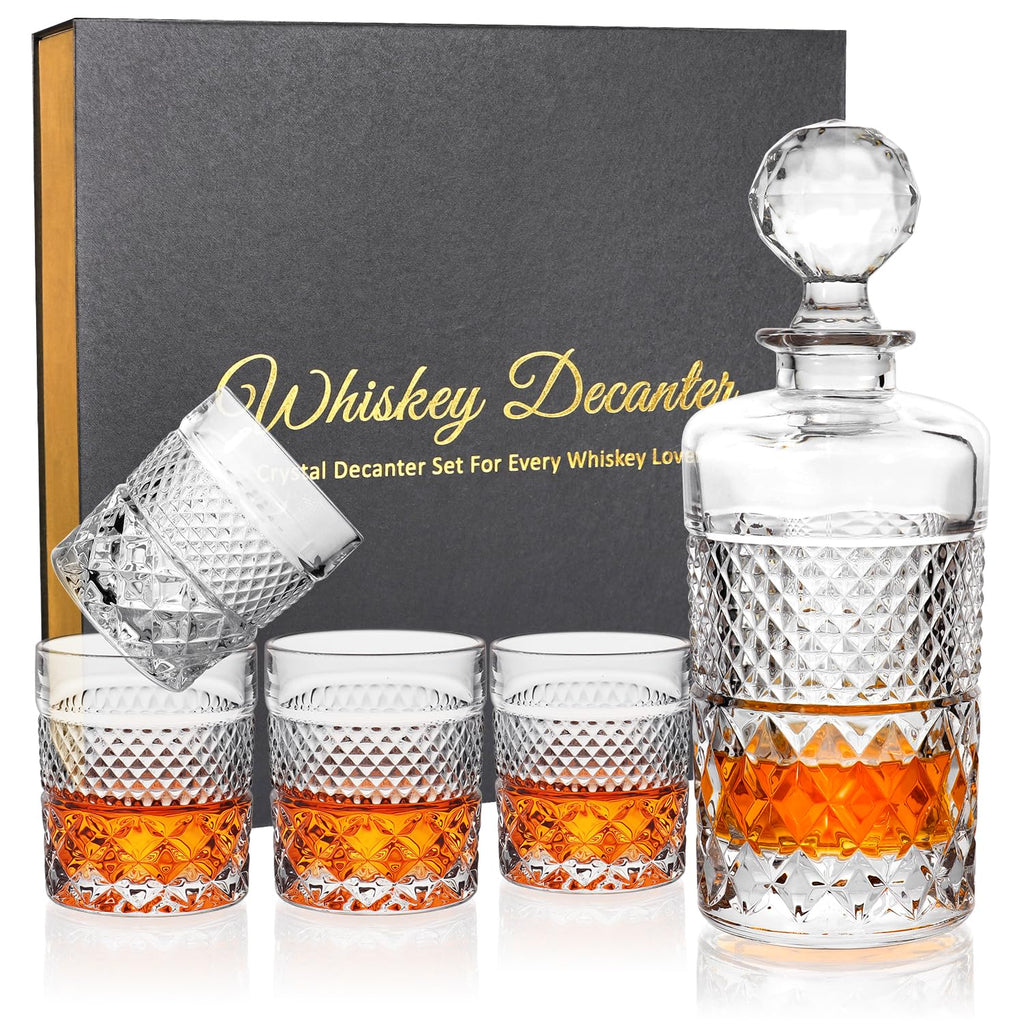 27oz Crystal Whiskey Decanter Set with 4 Glasses R41177