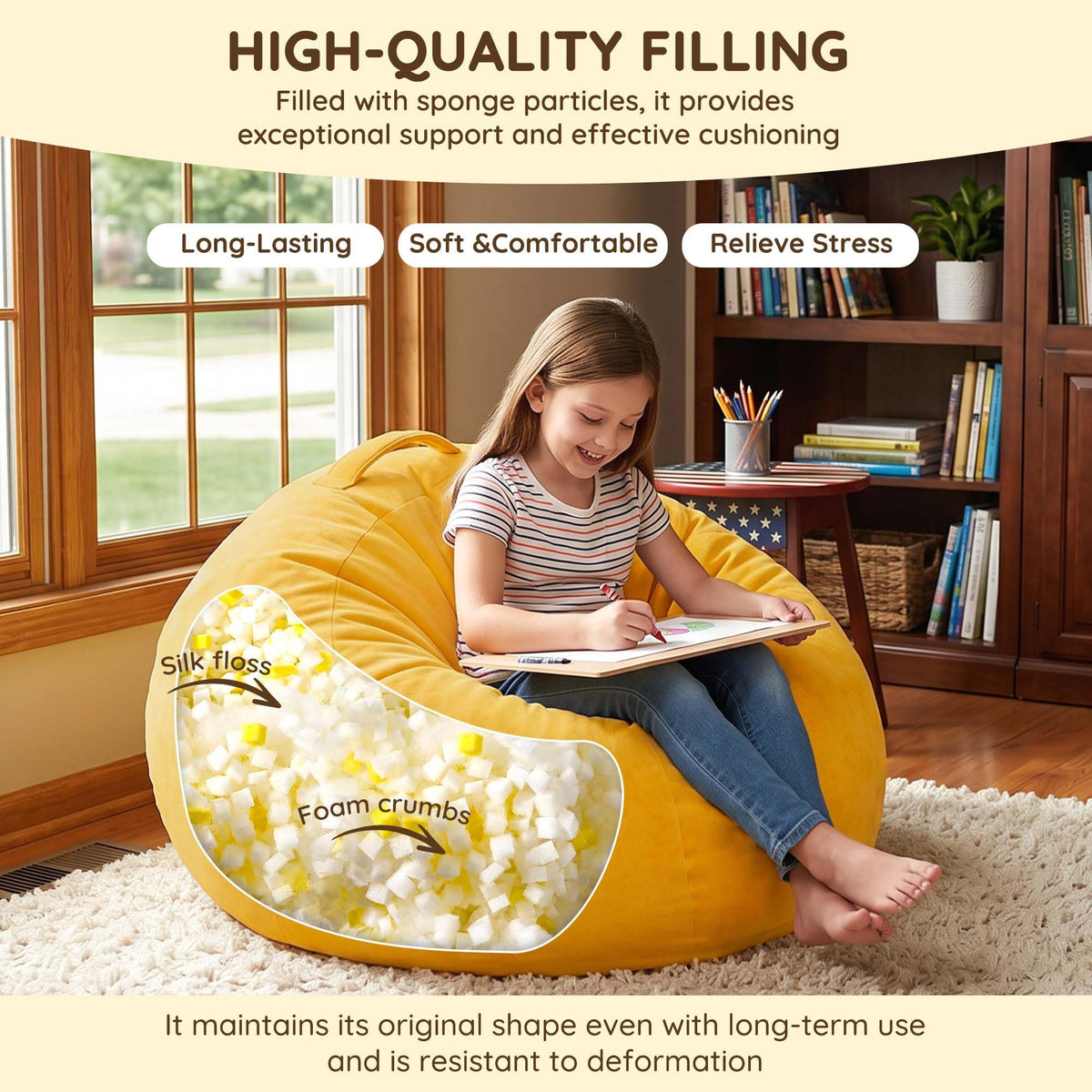 Yellow Kids Bean Bag Chair M11628