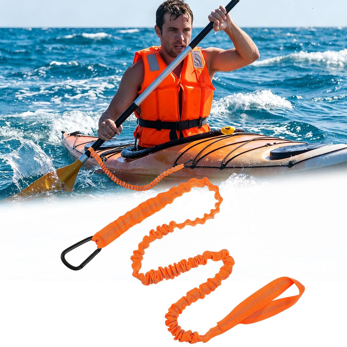 Kayak Paddle Leash with Carabiner H7396