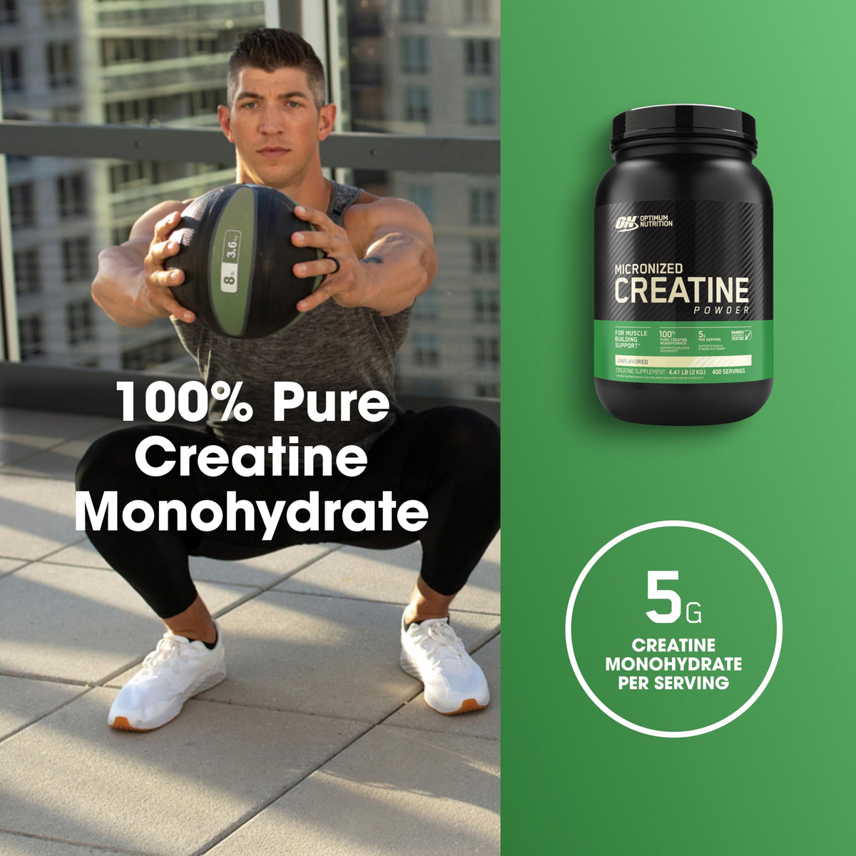 Unflavored Micronized Creatine Monohydrate Powder 400 Servings C6656