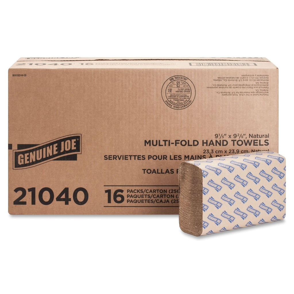 Multifold Paper Hand Towels 1-Ply Kraft 100% Recycled 250 Count 16 Pack W893415