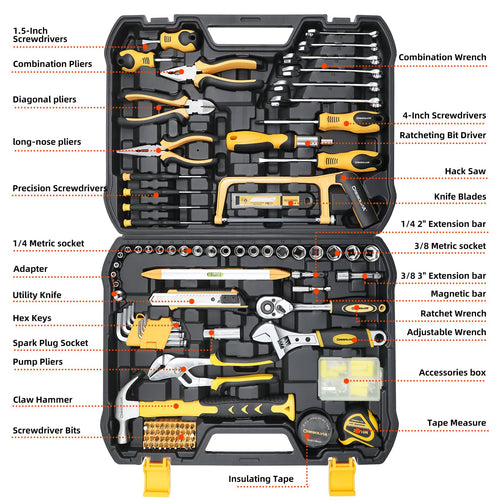 199 Piece Tool Kit with Socket Wrench Tool Box Case K979