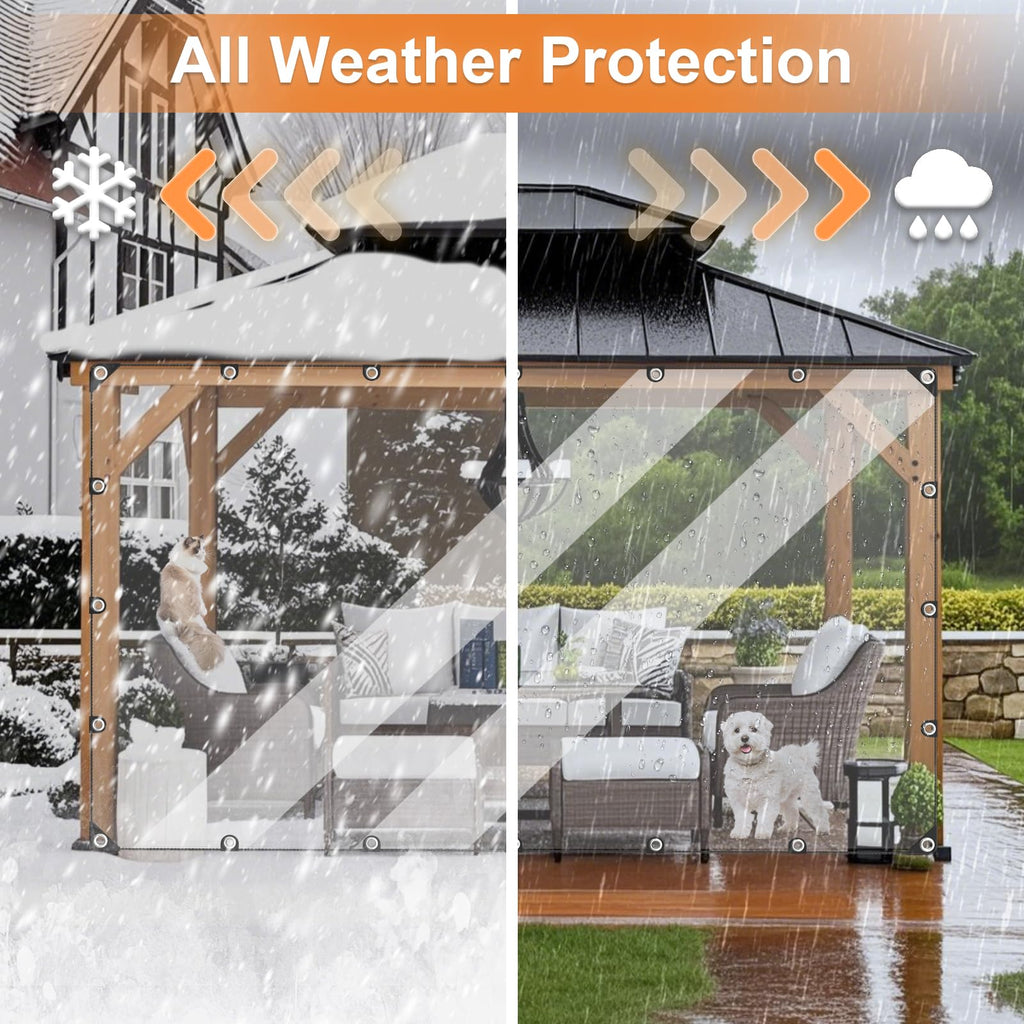 10’ x 13’ Clear Heavy Duty Waterproof Vinyl Tarp with Grommets A2994