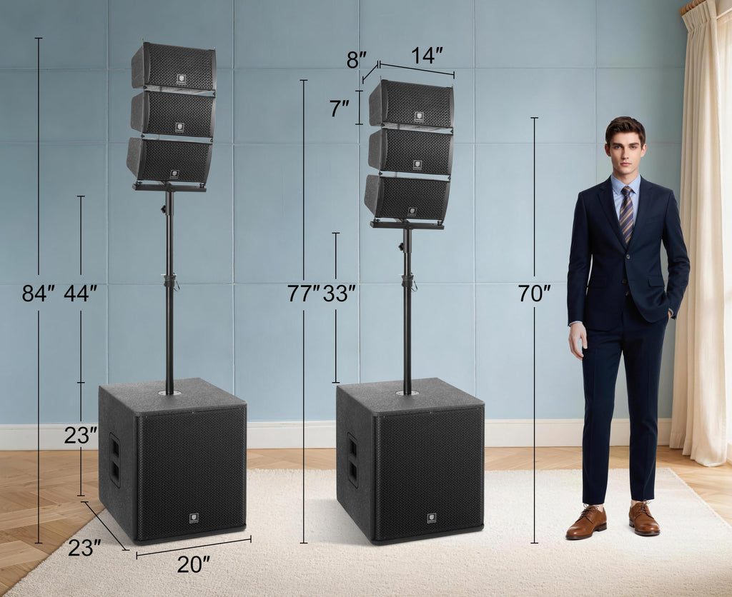 Powered PA Speaker System 6 Line Array Speakers 2PCS 18 Inch Subwoofers O573784