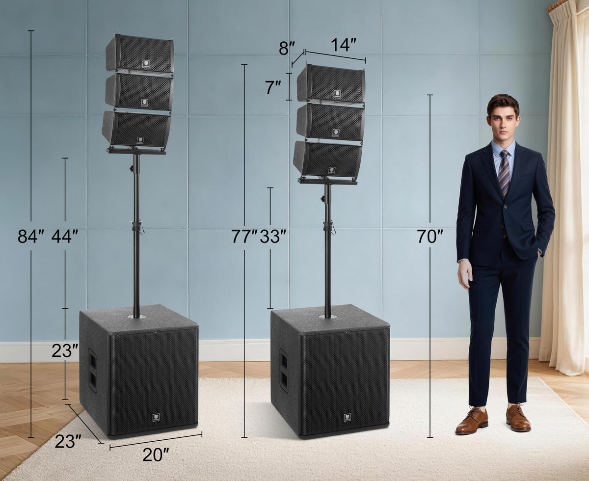 Powered PA Speaker System 6 Line Array Speakers 2PCS 18 Inch Subwoofers O573784