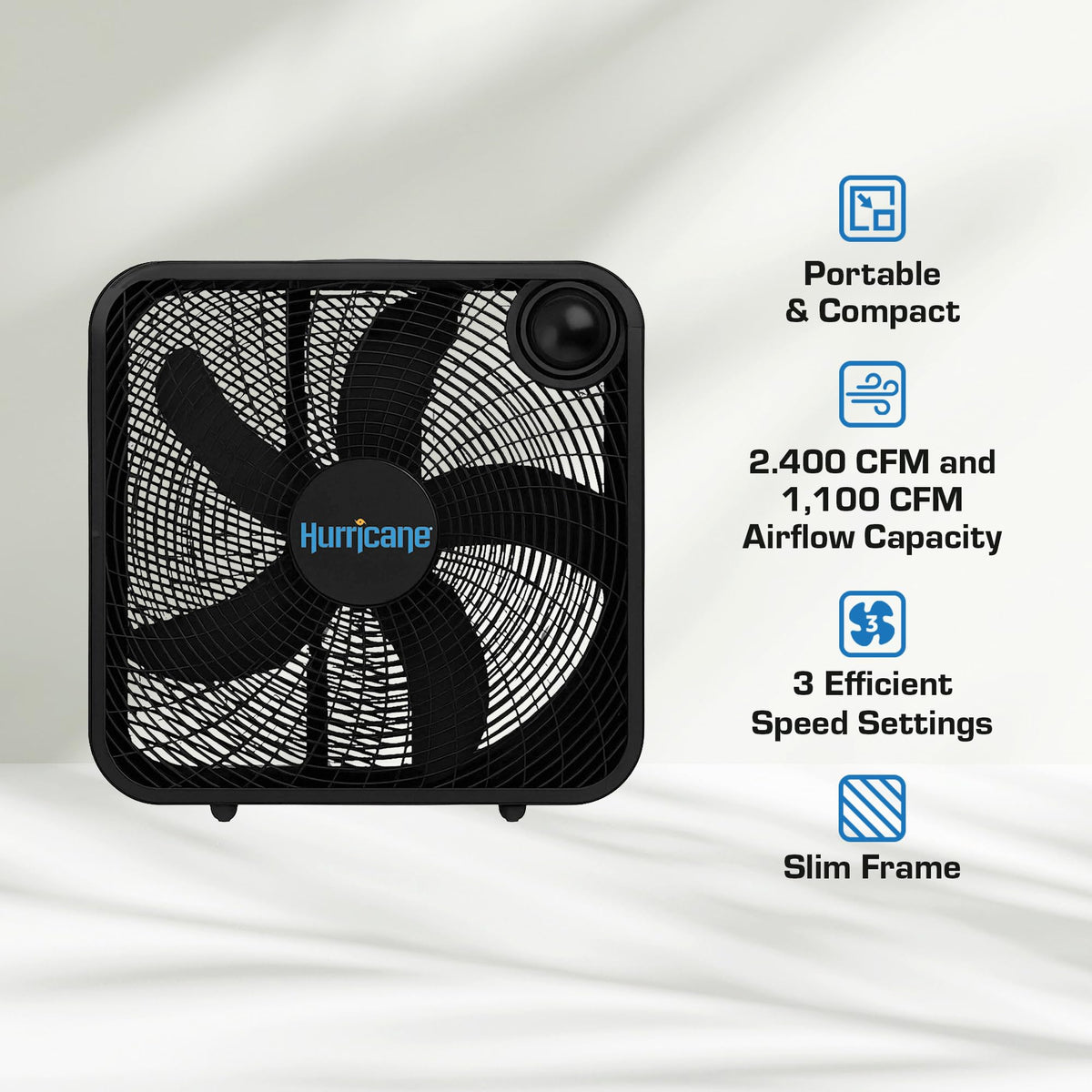 Black 3 Speed 20in Floor Box Fan O503360