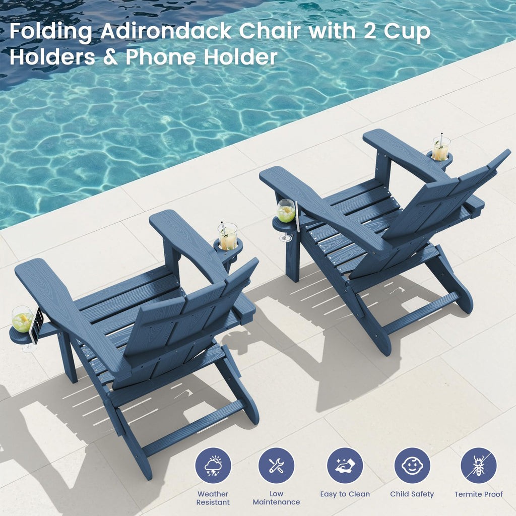 Blue Folding Adirondack Chairs Set of 6 U852172