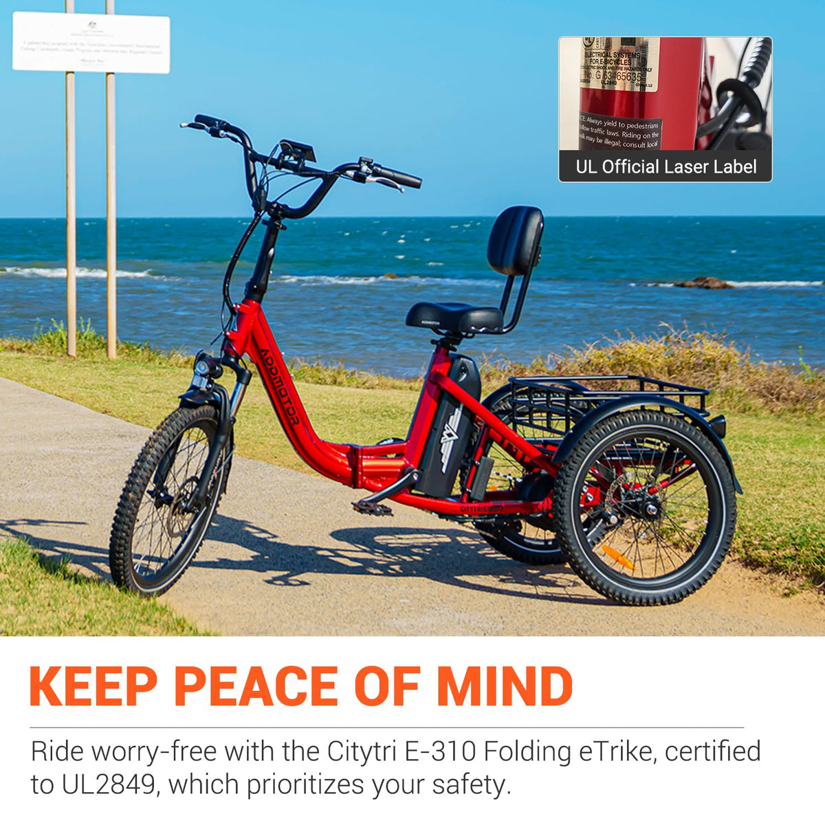 Folding Electric Tricycle 750W 48V 20Ah UL2849 F634