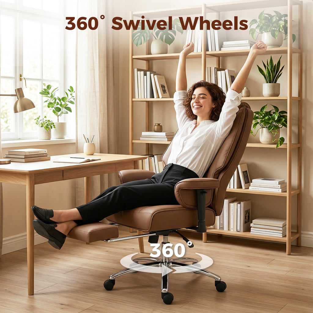Brown Ergonomic Reclining Office Chair with Footrest P36989