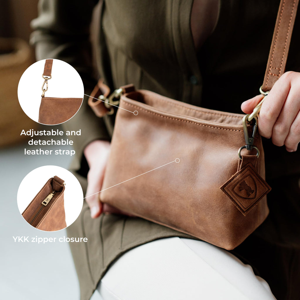 Full Grain Leather Crossbody Purse U697