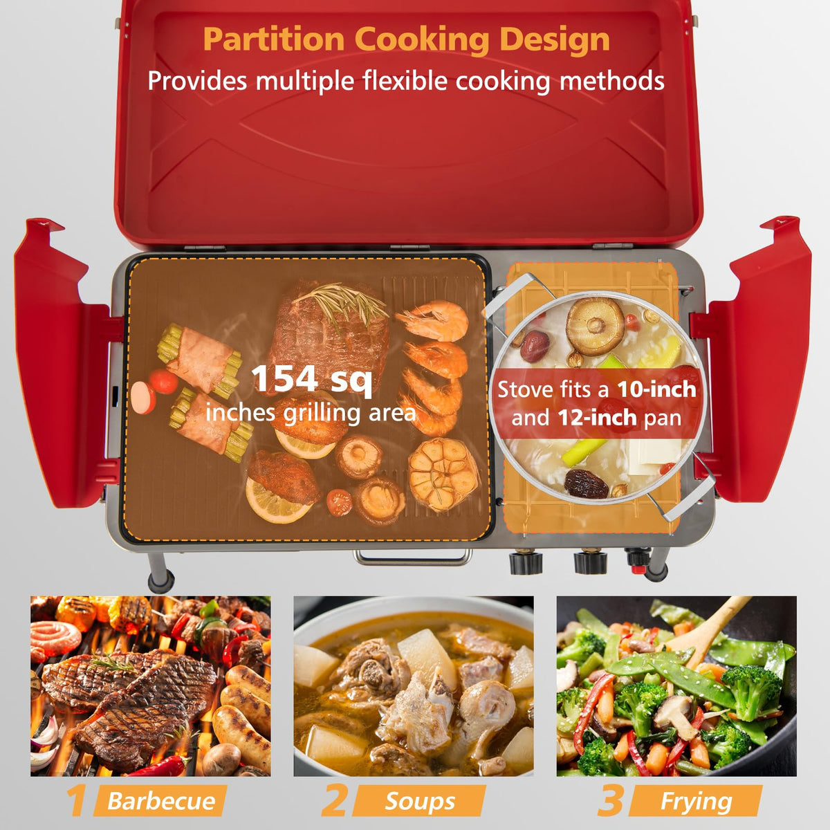 2-Burner Propane Camping Stove with Detachable Legs H4829