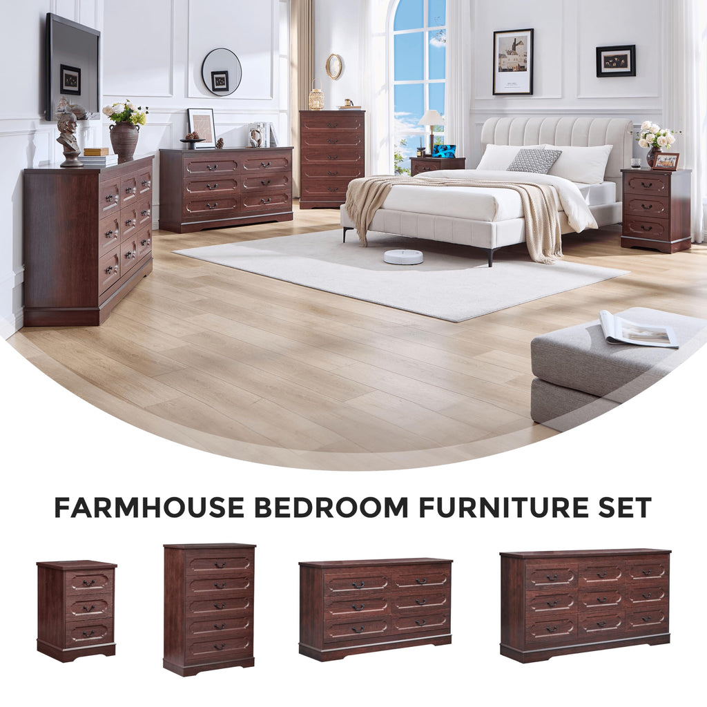 Cherry 3 Drawer Dresser with Charging Station W2680