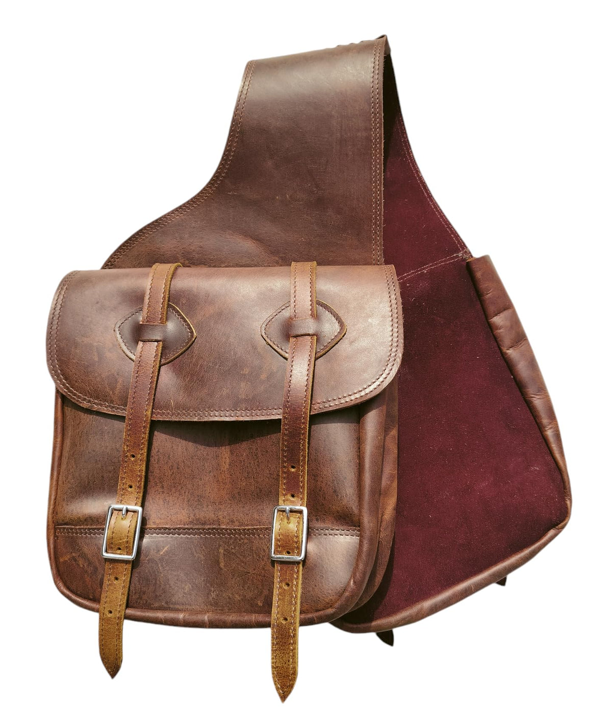 Leather Saddle Bag with Adjustable Strap 11X11X3.5 Inch Z221
