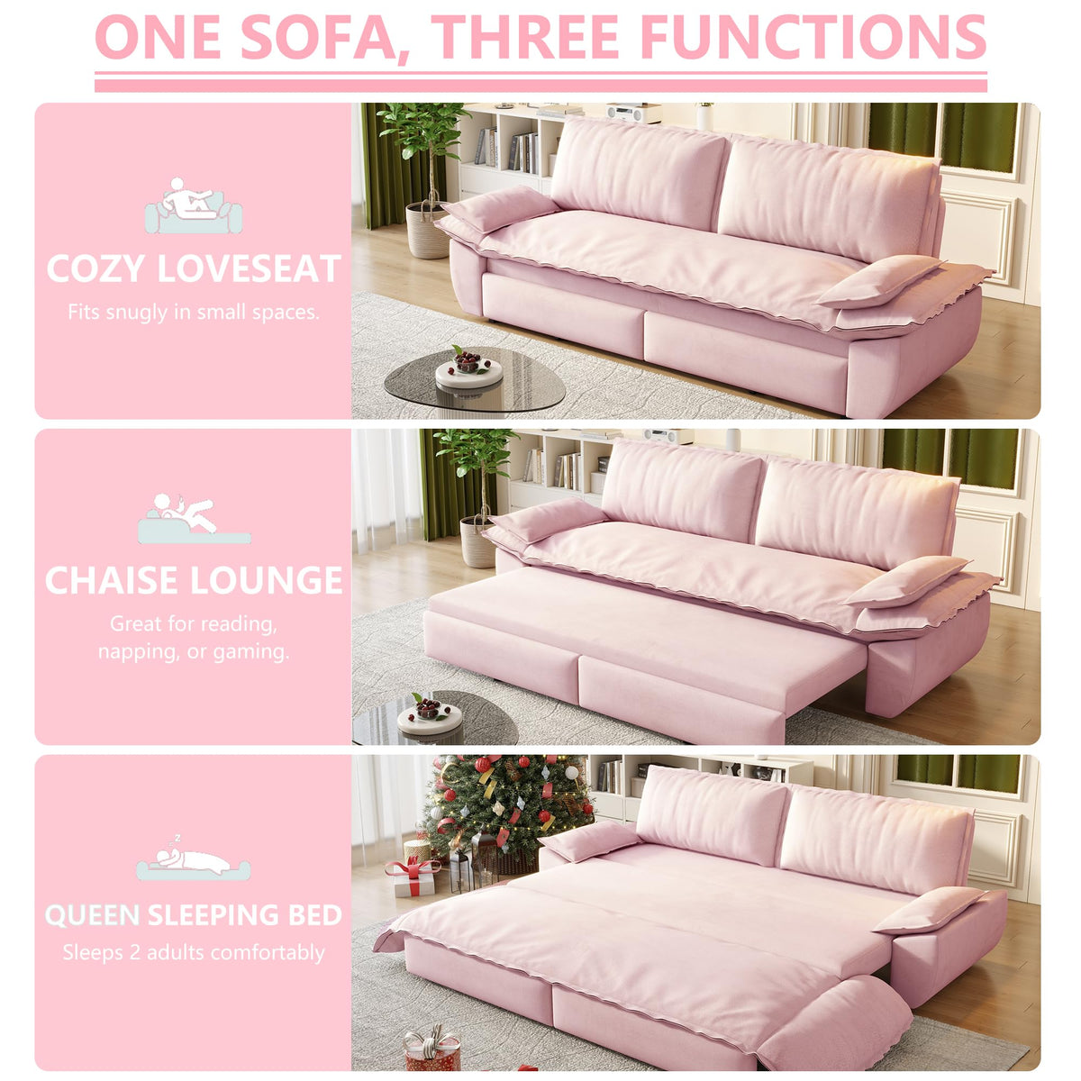 Queen Size Velvet Sleeper Sofa Bed J718