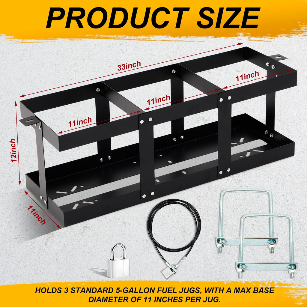 Black Iron 3 x 5-gallon Gas Can Holder T407