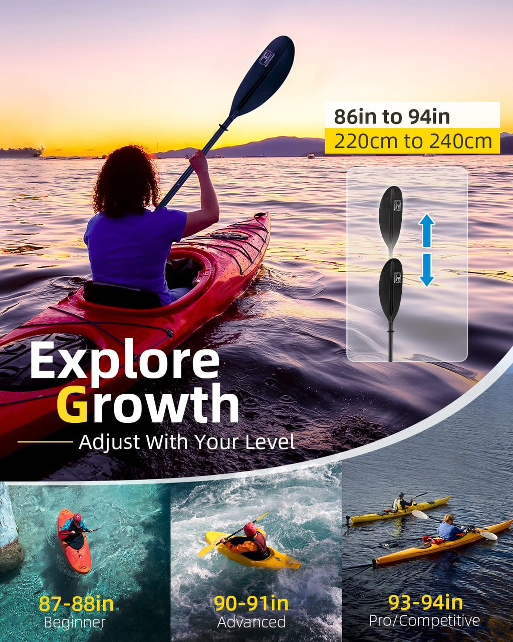 Adjustable Carbon Fiber Kayak Paddle B34904