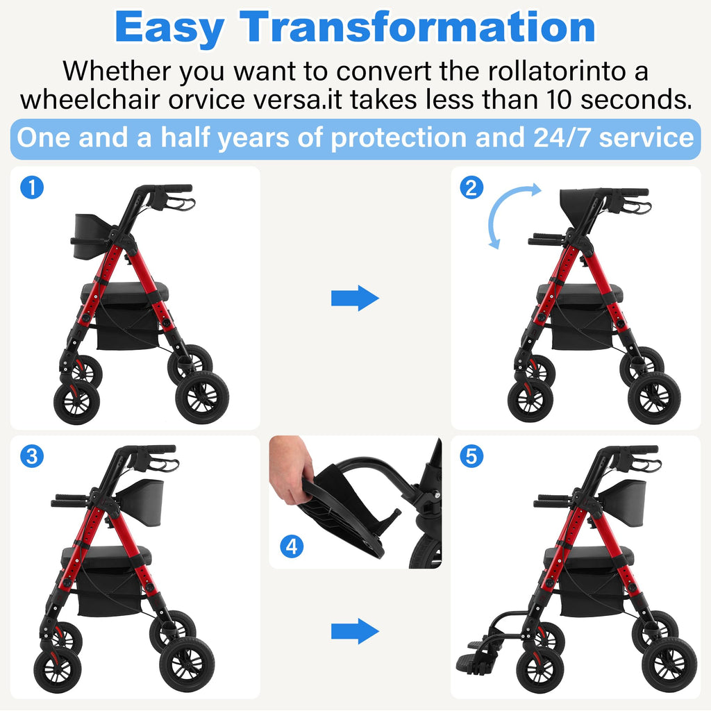 2-in-1 Rollator Wheelchair Combo H8792