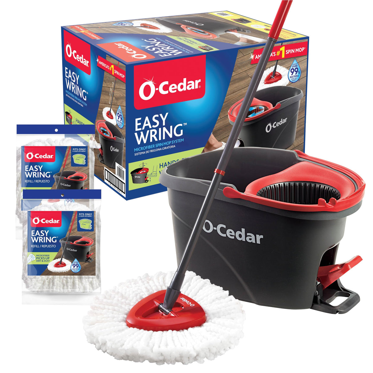 Microfiber Spin Mop & Bucket Floor Cleaning System with 2 Refills A3896
